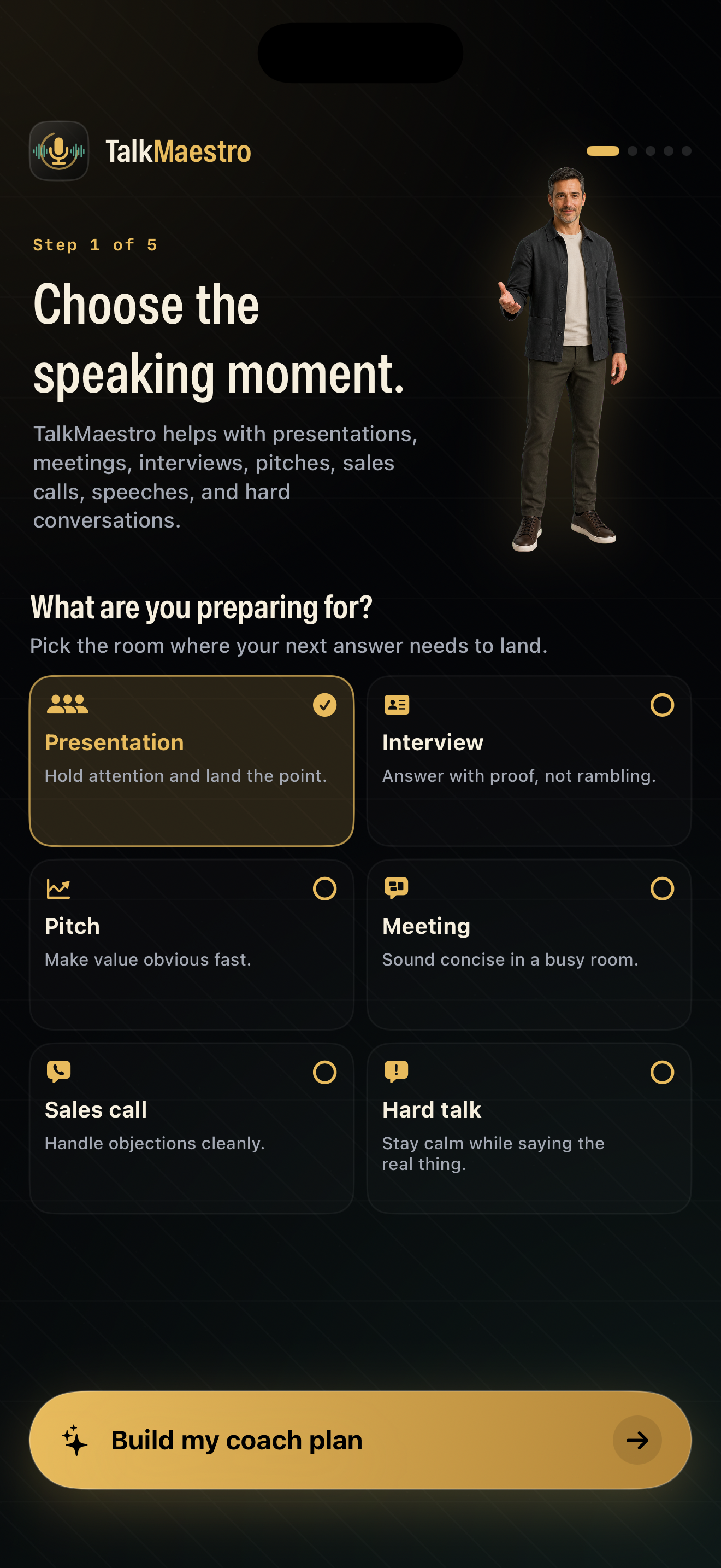 TalkMaestro onboarding screen